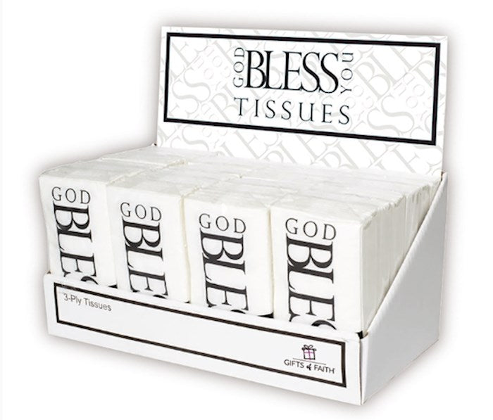 Tissue Display-Pocket-God Bless You-Black/White (24 Pkg Of 10) (PKGT)