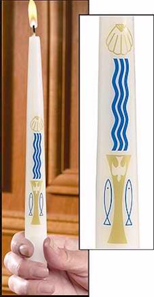 Candle-Baptismal-Baptism By Water-7/8" x 10" (Pack Of 24)