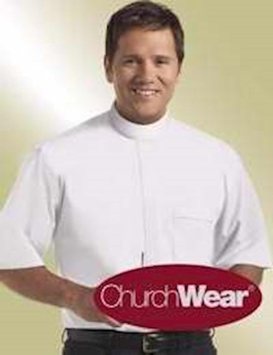 Clergy Shirt-Short Sleeve Banded Collar-16.5 In-White