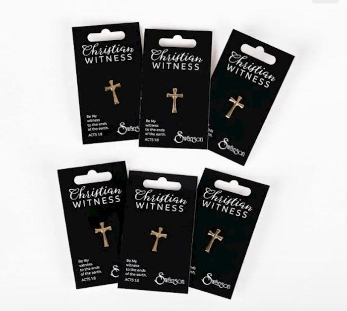 Lapel Pin-Cross-Flared (Gold) (Pack of 6) (Carded)