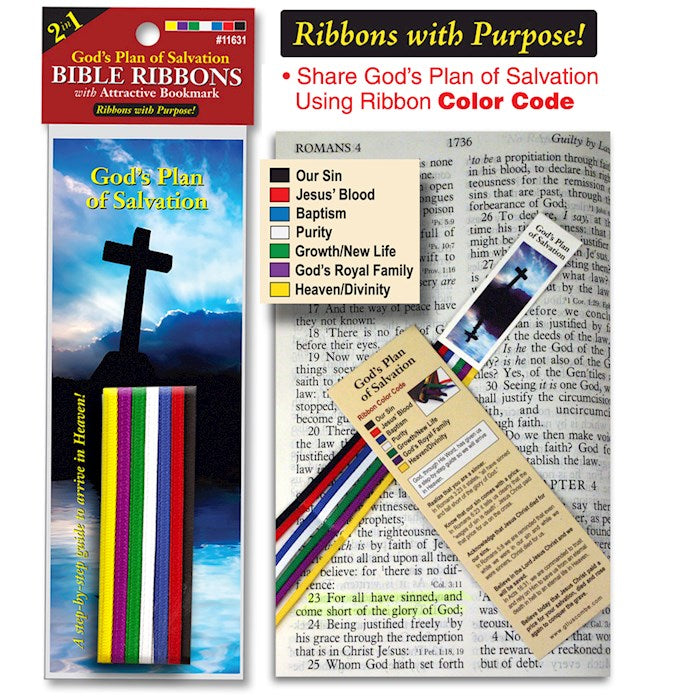 Bible Ribbons W/Bookmark-Plan Of Salvation
