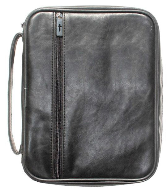 Bible Cover-Distressed Leather Look-Black-LRG