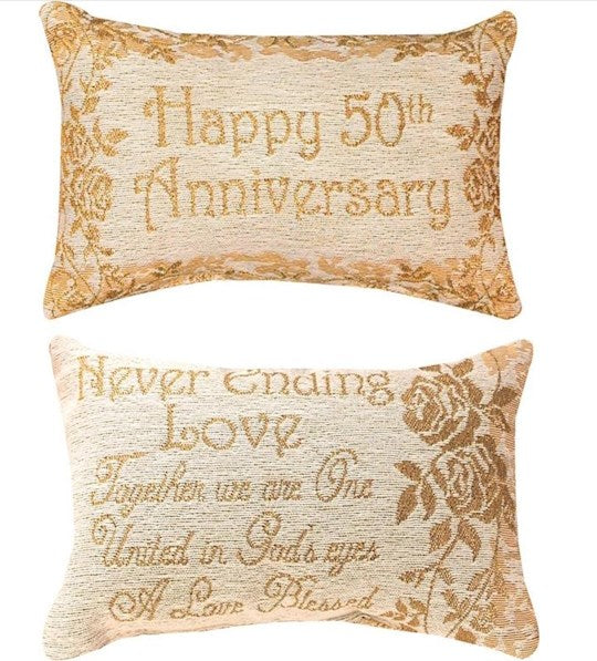 Pillow-Happy 50th Anniversary-Gold (12.5" X 8.5")