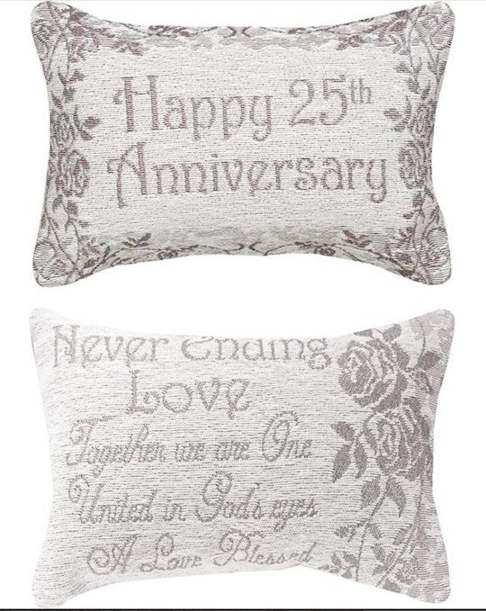 Pillow-Happy 25th Anniversary-Silver (12.5" X 8.5")