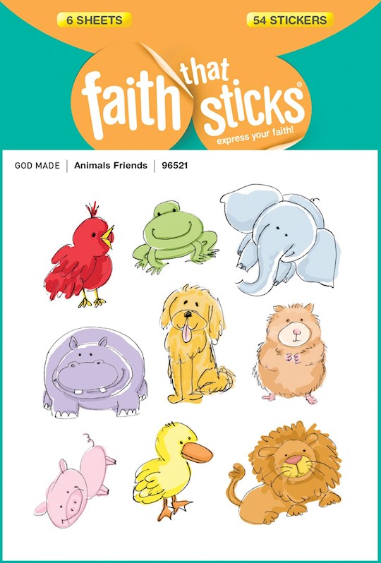 Sticker-Animal Friends (6 Sheets) (Faith That Sticks)