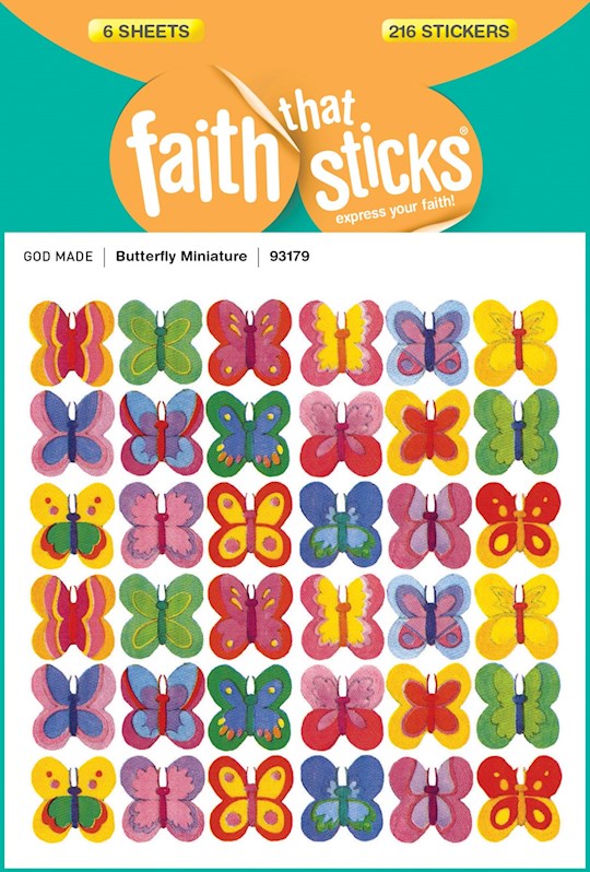 Sticker-Butterfly Miniatures (6 Sheets) (Faith That Sticks)