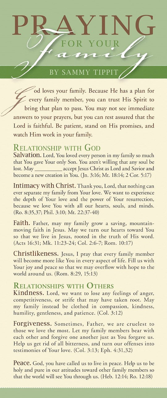 Bookmark-Praying For Your Family (Pack Of 50)