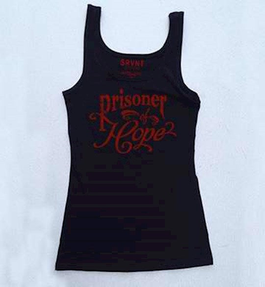 Tee Shirt-Prisoner Of Hope Womens Jersey Tank-Medium-Black W/Red
