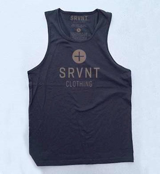 Tee Shirt-Srvnt Plus Mens Jersey Tank-Large-Heavy Metal W/Grey