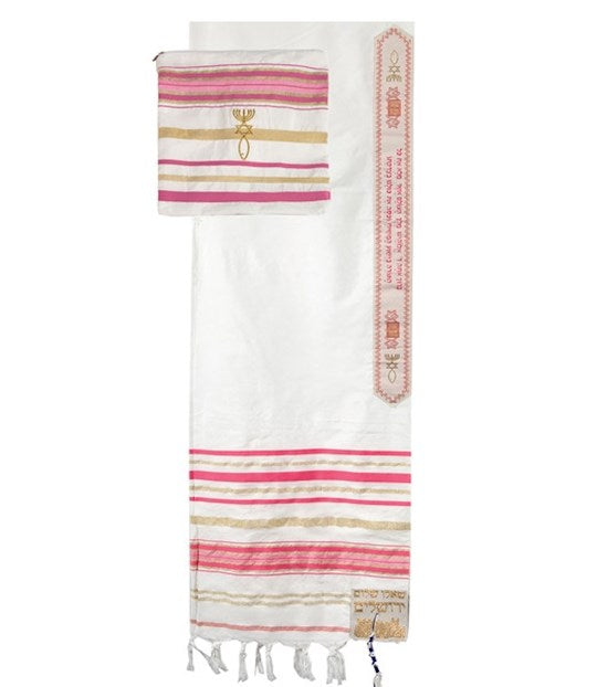 Prayer Shawl-Pink Acrylic w/Bag (72" x 22") (