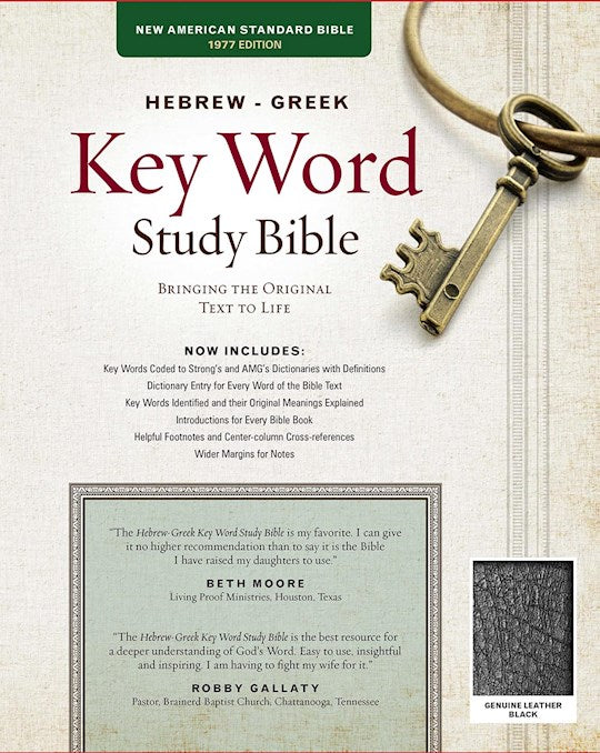 NASB 1977 Hebrew-Greek Key Word Study Bible-Black Genuine Leather Indexed