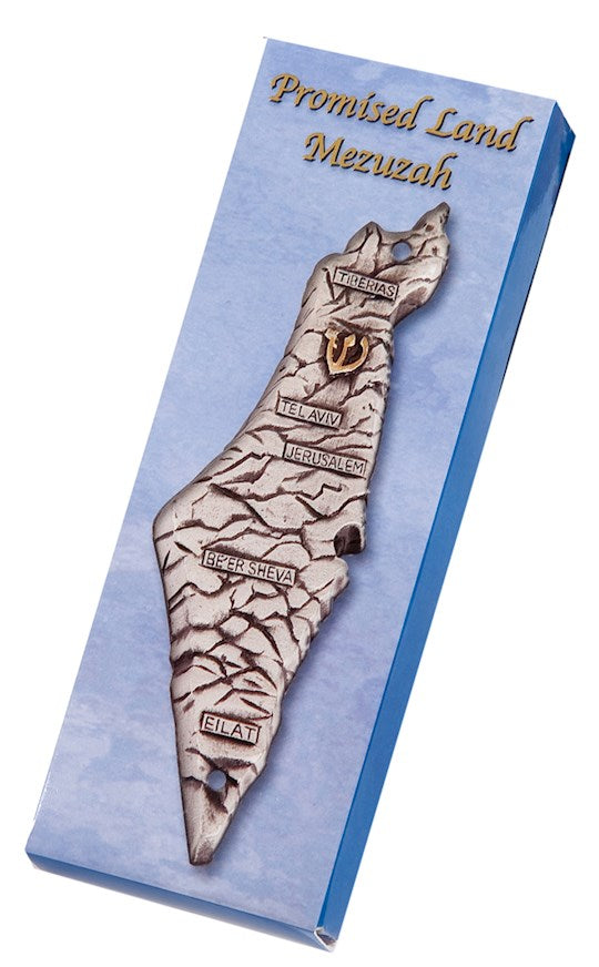 Mezuzah-Map Of Israel/Promised Land (Pewter) (