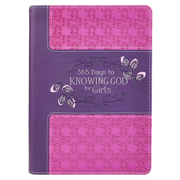 365 Days To Knowing God For Girls-Pink/Purple Luxleather