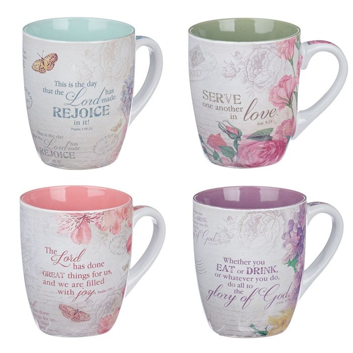 Mug Set-Floral Inspirations (Set Of 4)-Ceramic