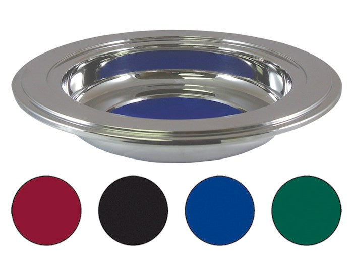 Offering Plate-Silvertone-With 4 Assorted Color Magnetic Velour Pad Inserts