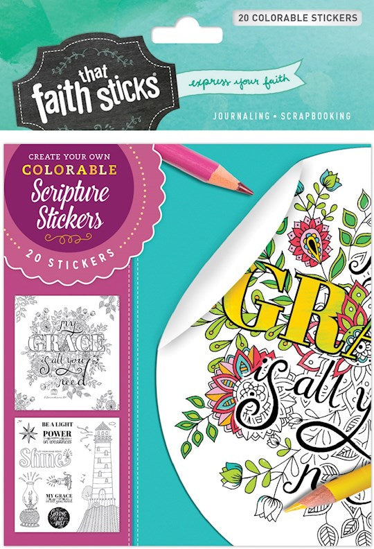 Sticker-2 Corinthians 12:9 Colorable Stickers (Faith That Sticks)
