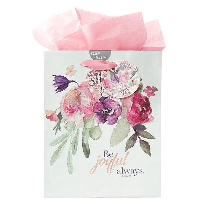 Gift Bag-Be Joyful Always w/Tag & Tissue-Medium