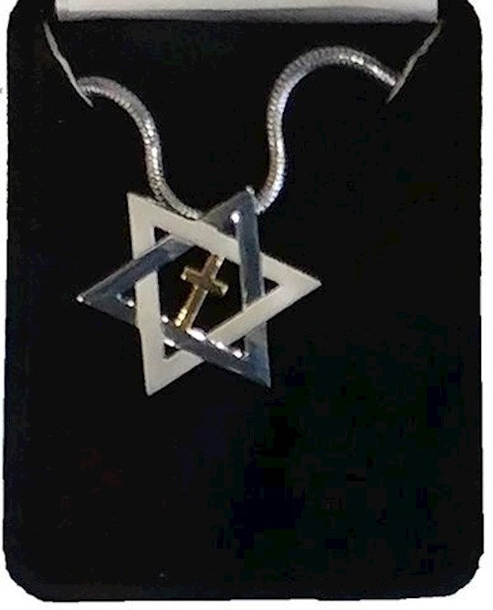 Necklace-Star Of David w/Cross Inside (