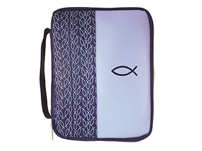 Bible Cover-Imitation Leather-Fish-2-Tone Blue Pattern-LRG