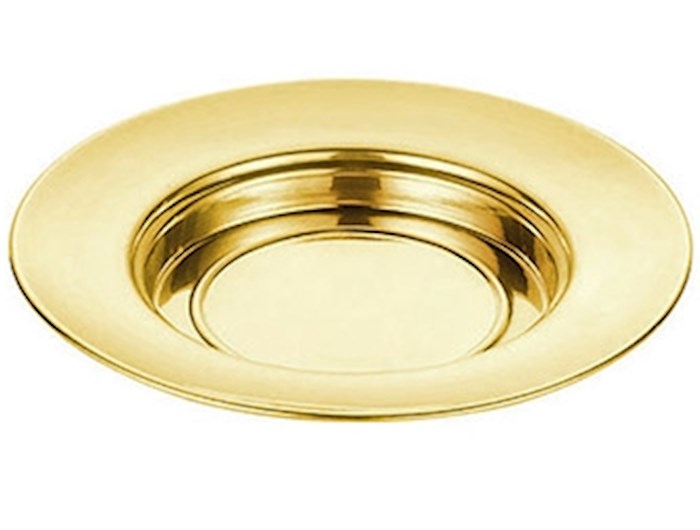 Bread Plate-Polished Steel-Brass Tone