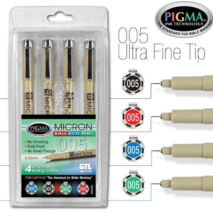 Pen-Pigma Micron (005) Ultra Fine Point Note Pen (Set Of 4)