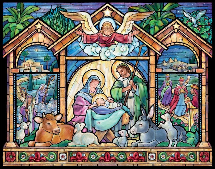 Calendar-Advent: Stained Glass Nativity (11 x 14)-Large