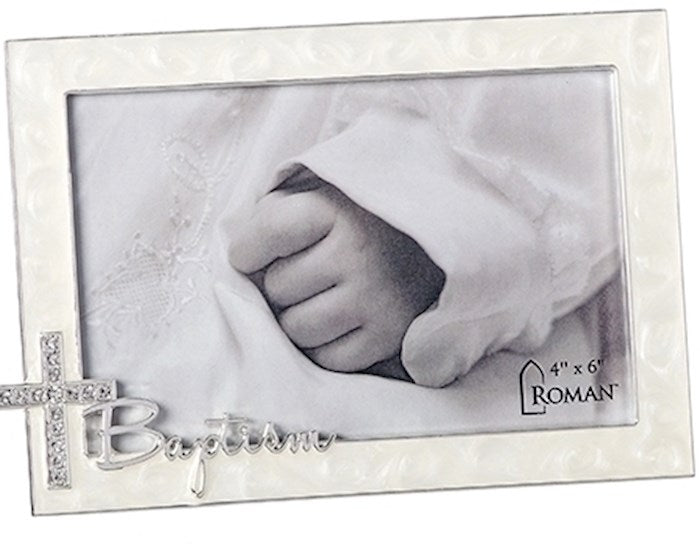 Frame-Baptism-Rhinestone Cross (4.75" H)