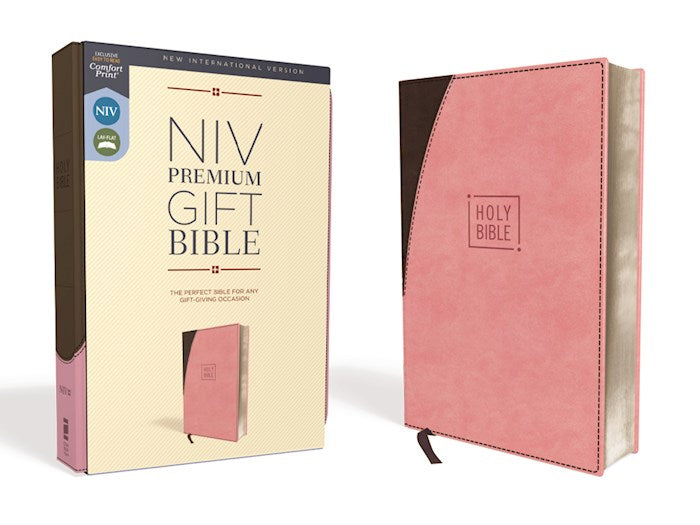 NIV Premium Gift Bible (Comfort Print)-Pink/Chocolate Leathersoft