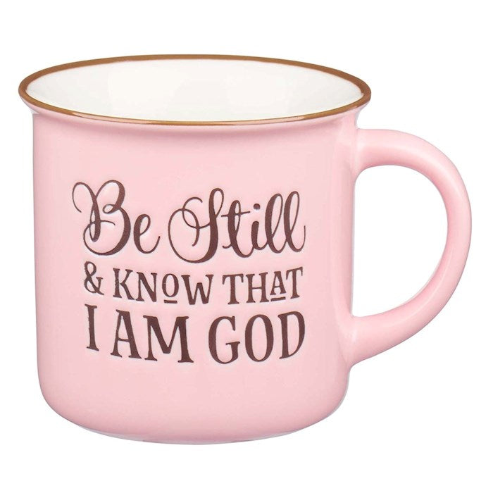 Mug-Be Still And Know w/Gift Box (Psalm 46:10)-Pink Camp Style (MUG566)