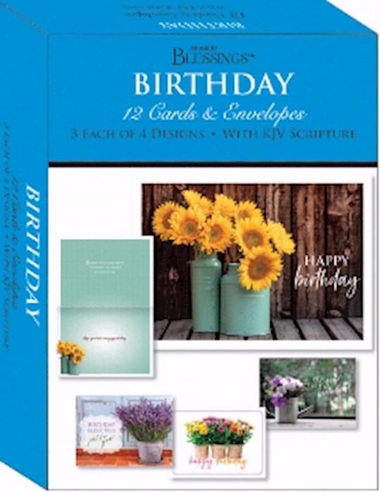 Boxed Card-Birthday Flowers In A Vase (Shared Blessings) (Box Of 12)