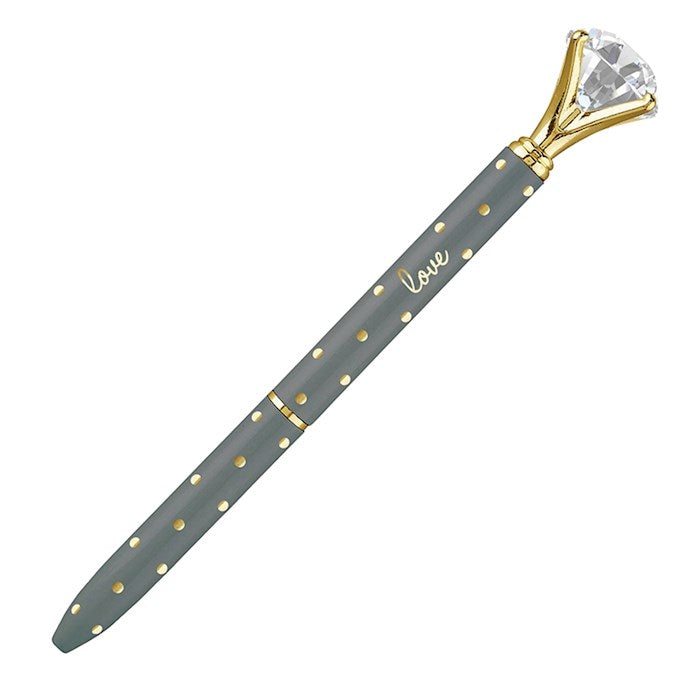 Pen-Metallic Gem-Love-Grey/Gold Dot