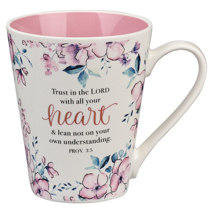 Mug-Trust In The Lord With All Your Heart w/Gift Box (Proverbs 3:5)-Pink Floral (MUG583)
