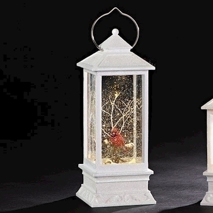 Lantern-LED Swirl Lantern w/Cardinal (10.75")