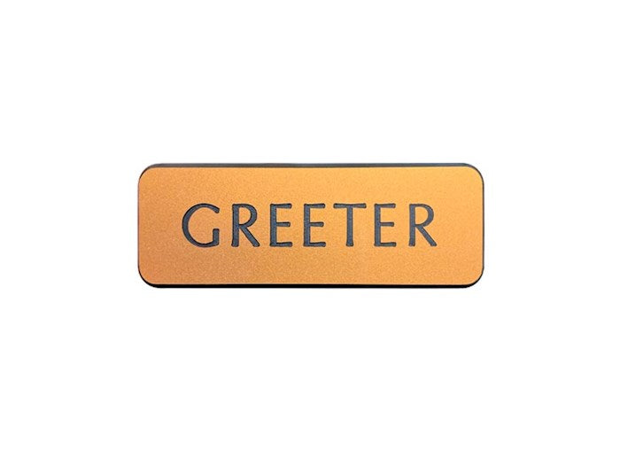 Badge-Contemporary-Greeter-Gold/Black-Pin Back
