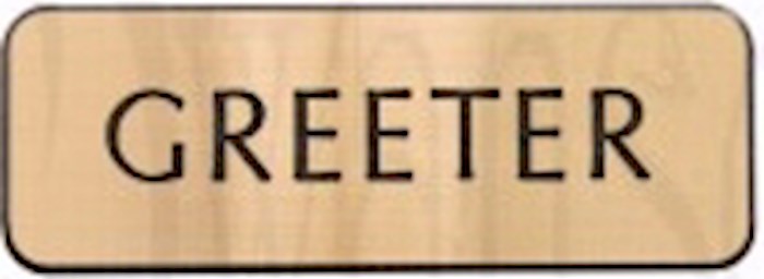 Badge-Contemporary-Greeter-Gold/Black-Magnetic Back