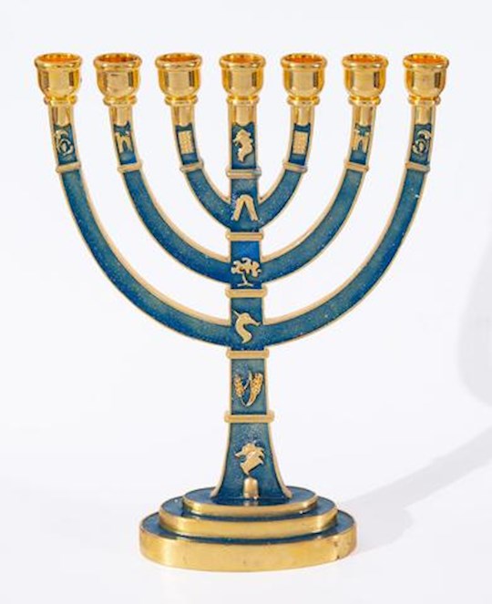 Menorah-12 Tribes (7 Branched)-Blue Coated (