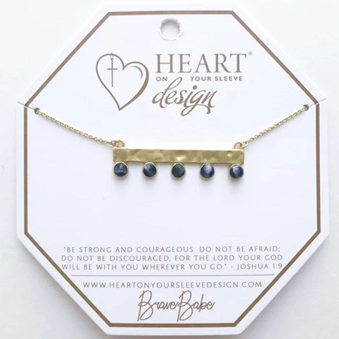 Necklace-Brave Babe 14K Gold Bar w/Dusk Stone Accents (Adj 16"-24")