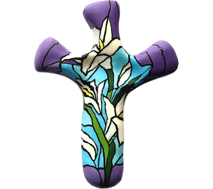 Cross-Handheld-Comforting Clay-Lily (5.5" H)