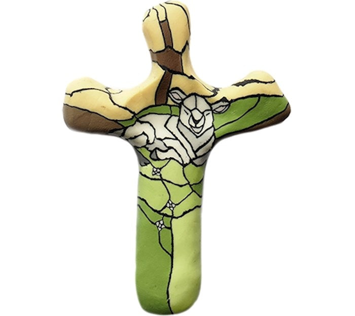 Cross-Handheld-Comforting Clay-Lamb Of God (5.5" H)