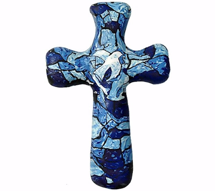 Cross-Pocket-Comforting Clay-Dove Mosaic (3" H)