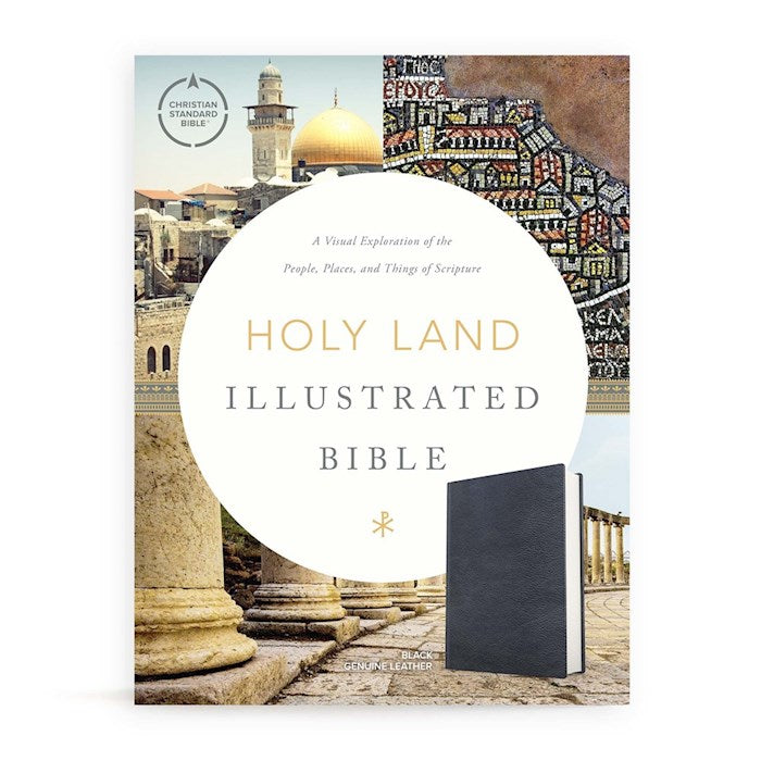 CSB Holy Land Illustrated Bible-Black Premium Genuine Leather