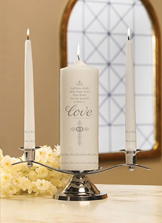 Candle-Wedding-Unity Set-Faith Hope And Love-Silver (Pack Of 2)