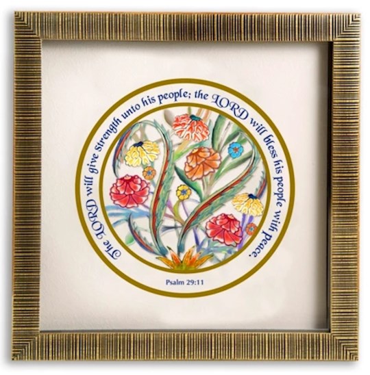 Framed Art-The Lord Will Give Strength/Psalm 29:11 Paper Cut Wall Art (13.5" x 13.5") (