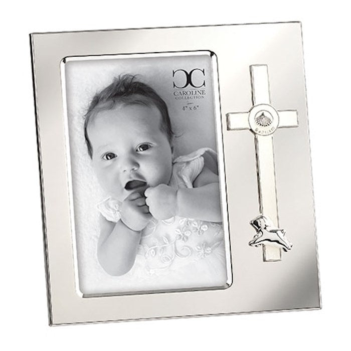 Frame-Baptism Cross w/Lamb (Holds 4" x 6" Photo)