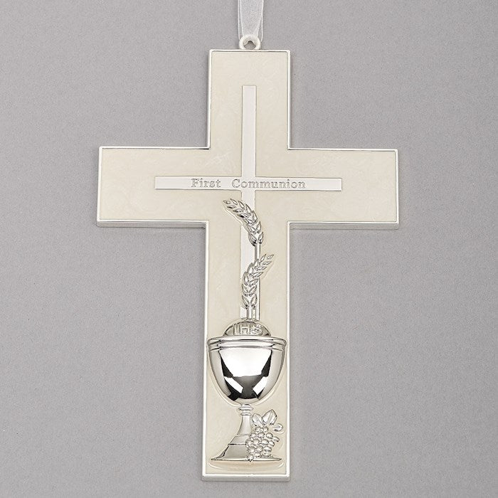 Frame-My First Communion-White w/Silver Chalice Emblem (8")