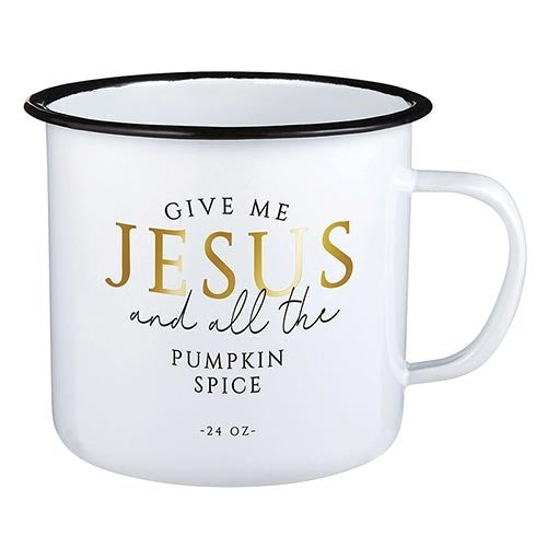 Mug-Enamel-Jesus & Pumpkin Spice (4"H 24 Oz)