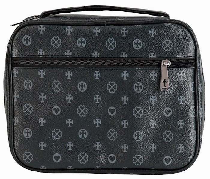 Bible Cover-Faith Collection Cross & Heart-XLG-Black