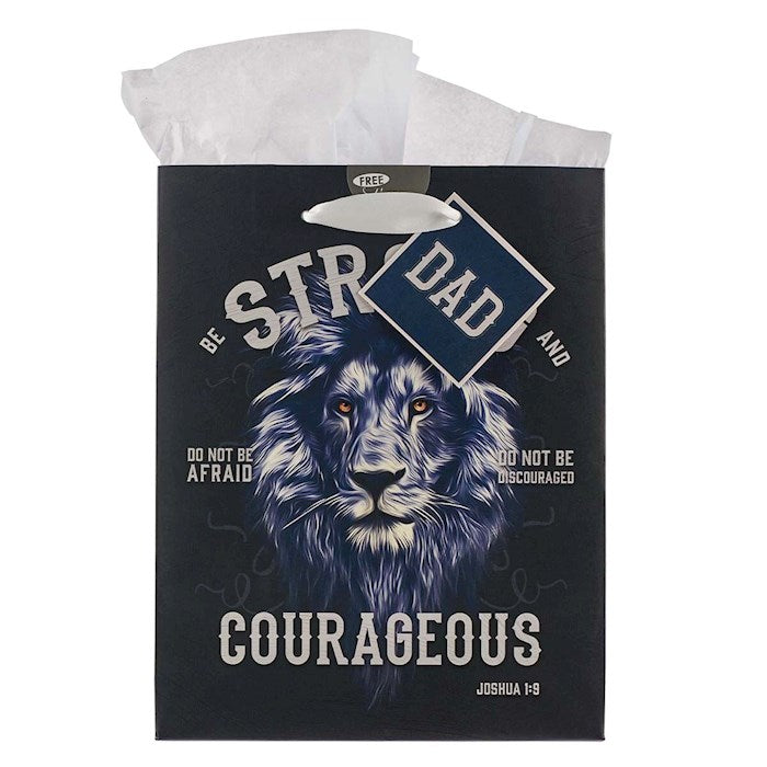 Gift Bag Medium Strong & Courageous Dad Joshua 1:9