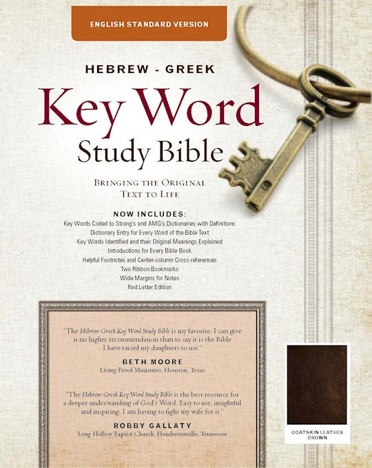 ESV Hebrew-Greek Key Word Study Bible-Brown Genuine Goat Leather