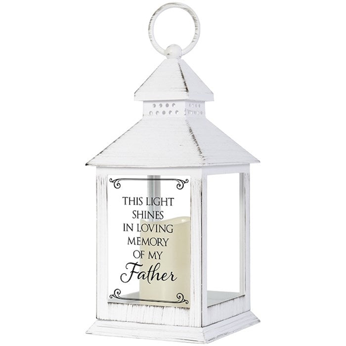 Lantern w/Flameless LED Candle & Timer-In Loving Memory Of My Father (4" x11" x 4")